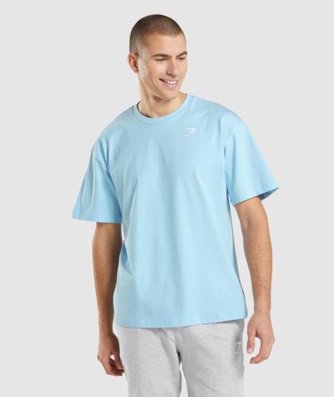 Koszulki Gymshark Essential Oversized Męskie Głęboka Niebieskie | PL 957VPL